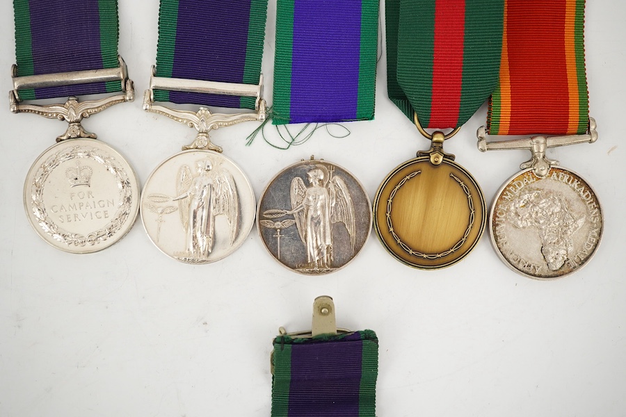 Five medals including three ERII General Service Medals